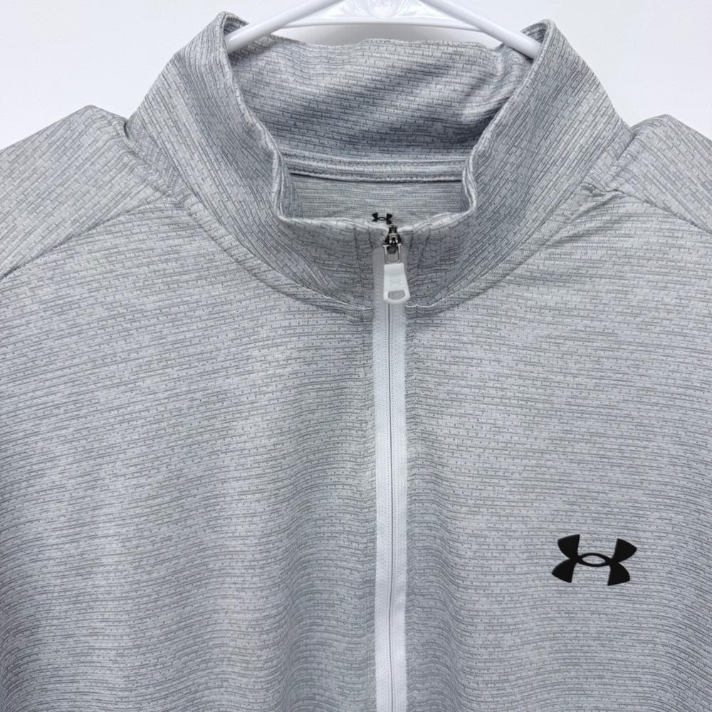 Under Armour Quarter Zip Pullover Mens L Gray Tech Space Dye Long Sleeve